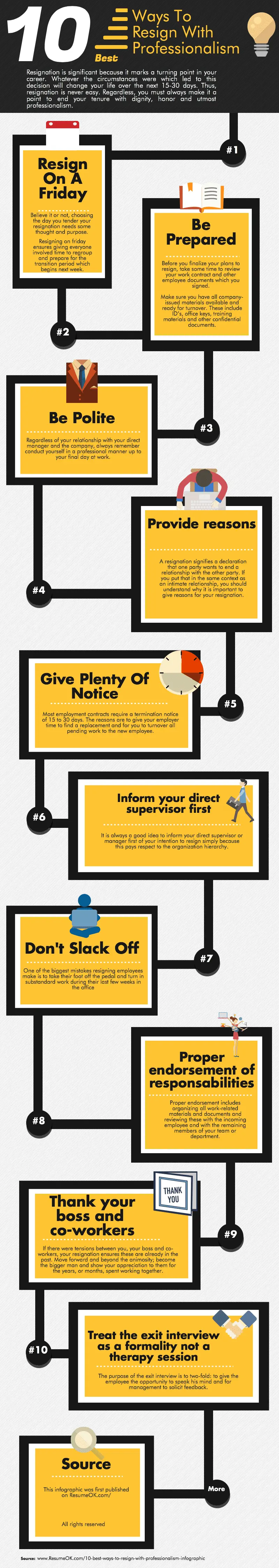 10 ways to resign professionally infographic