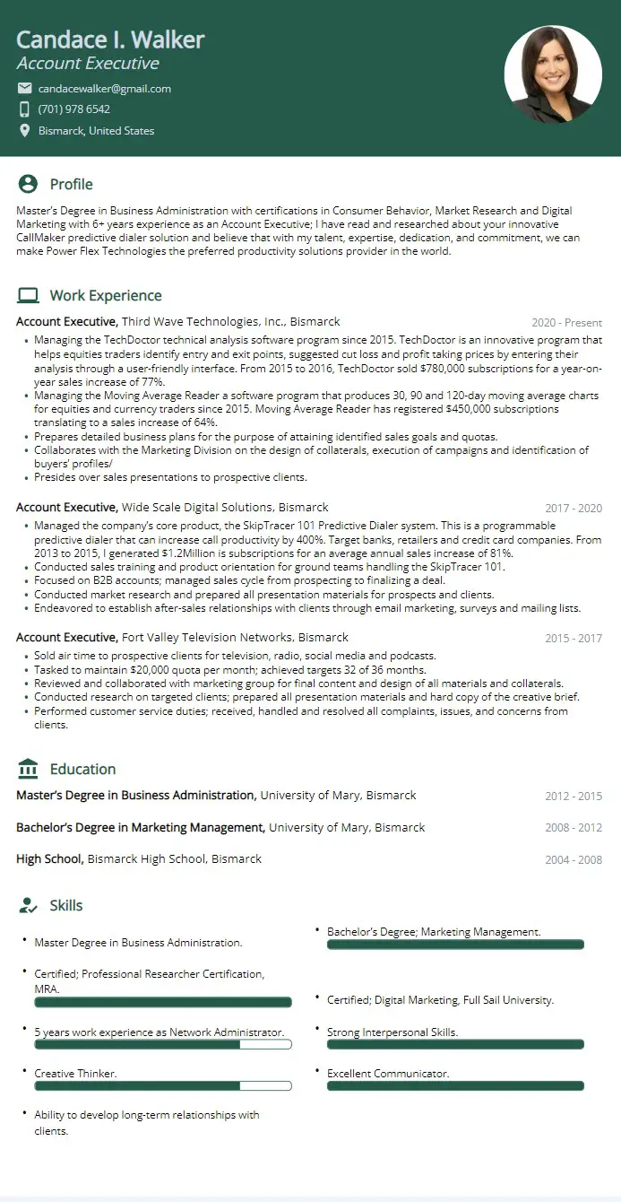 account executive resume example